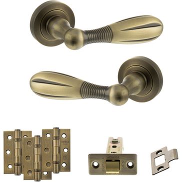 Old English Cambridge Door Handle Pack - Latch Set (Matt Antique Brass) alternative