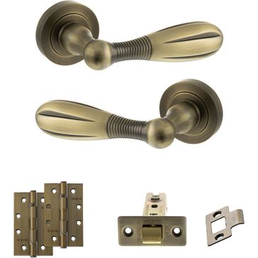 Old English Cambridge Door Handle Pack - Latch Set (Matt Antique Brass)