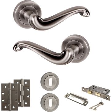 Old English Colchester Door Handle Pack - 3 Lever Lock Set alternative