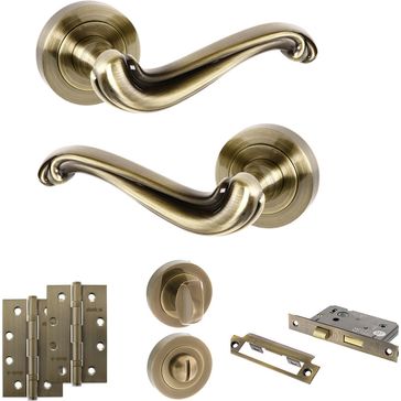 Old English Colchester Door Handle Pack - Bathroom Set