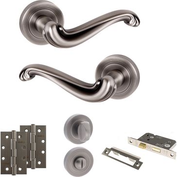 Old English Colchester Door Handle Pack - Bathroom Set