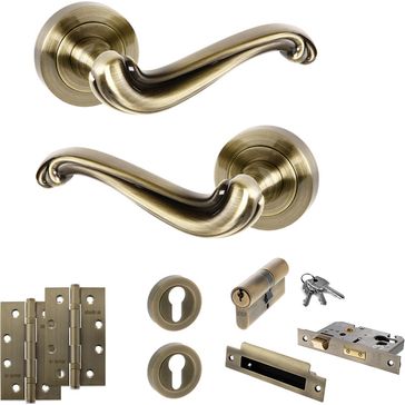 Old English Colchester Door Handle Pack - Euro Lock Set