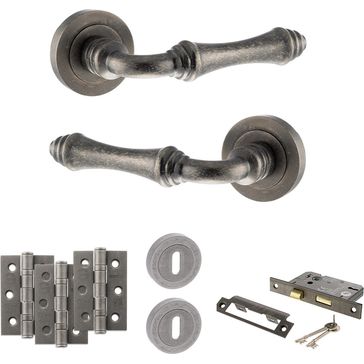 Old English Durham Door Handle Pack - 3 Lever Lock Set alternative
