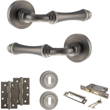 Old English Durham Door Handle Pack - 3 Lever Lock Set