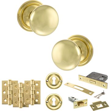 Old English Harrogate Door Knob Pack - Lock Set
