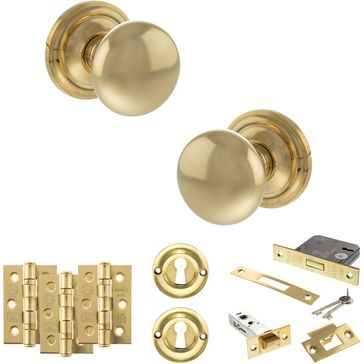 Old English Harrogate Door Knob Pack - Lock Set
