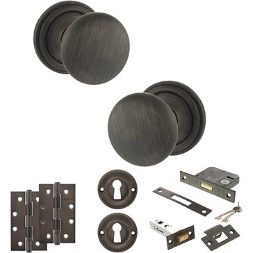 Old English Harrogate Door Knob Pack - Lock Set