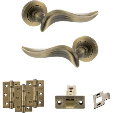 Old English Oxford Door Handle Pack - Latch Set (Matt Antique Brass) alternative