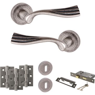 Old English Richmond Door Handle Pack - 3 Lever Lock Set alternative