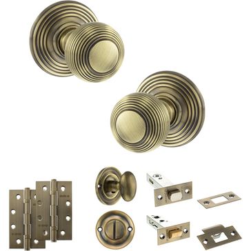 Old English Ripon Door Knob Pack - Bathroom Set
