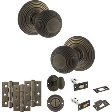 Old English Ripon Door Knob Pack - Bathroom Set