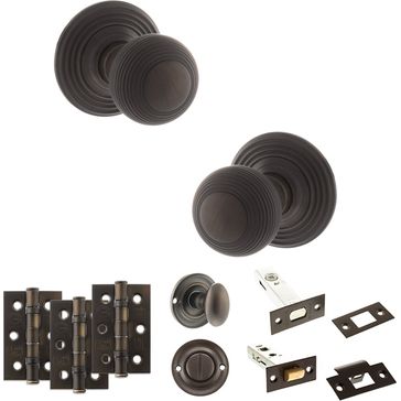 Old English Ripon Door Knob Pack - Bathroom Set