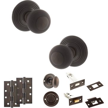 Old English Ripon Door Knob Pack - Bathroom Set