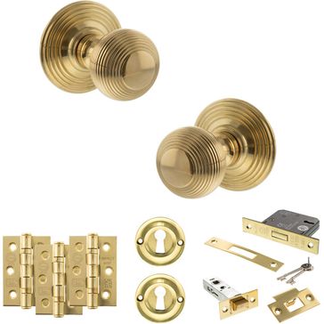 Old English Ripon Door Knob Pack - Lock Set