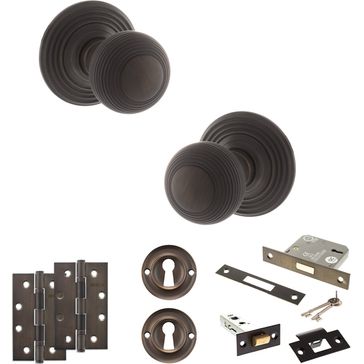 Old English Ripon Door Knob Pack - Lock Set