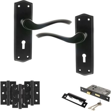 Old English Warwick Door Handle Pack - 3 Lever Lock Set alternative