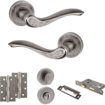 Old English Warwick Door Handle Pack - Bathroom Set