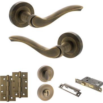 Old English Warwick Door Handle Pack - Bathroom Set