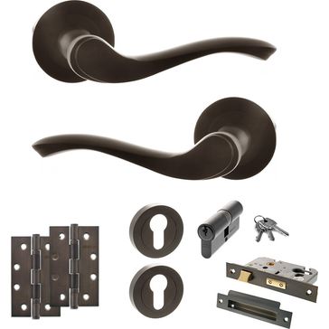 Old English Warwick Door Handle Pack - Euro Lock Set