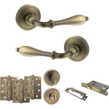 Old English Wrexham Door Handle Pack - Bathroom Set (Matt Antique Brass) alternative