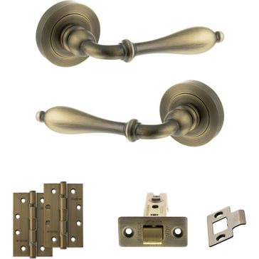 Old English Wrexham Door Handle Pack - Latch Set (Matt Antique Brass)