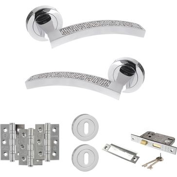 Senza Pari Crystal Door Handle Pack (3 Lever Lock Set)