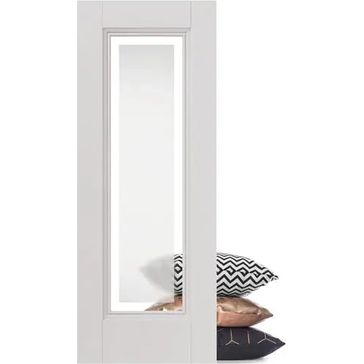 JB Kind Belton 1 Light Etched Glazed White Primed Internal Door alternative