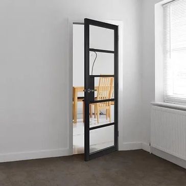 JB Kind Metro Black Urban Industrial 5 Light Glazed Internal Door alternative