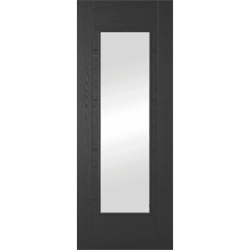Mendes Black Prefinished Oak ISEO 1 Light Clear Glazed Internal FD30 Fire Door
