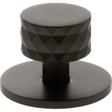 Millhouse Brass Chrysler Diamond Round Cabinet Knob Handle on Backplate