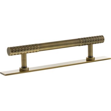 Millhouse Brass Chrysler Diamond T-Bar Cabinet Pull Handle on Backplate