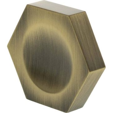 Millhouse Brass Pennington Hexagonal Finger Pull Cabinet Knob Handle