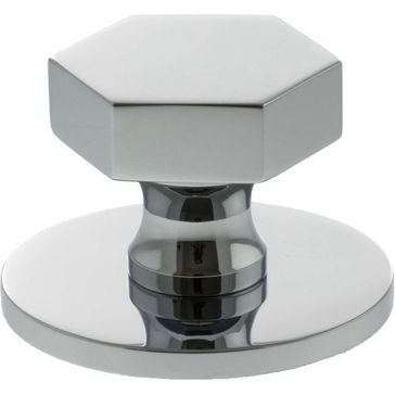 Millhouse Brass Pennington Hexagonal Cabinet Knob Handle on Backplate