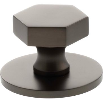 Millhouse Brass Pennington Hexagonal Cabinet Knob Handle on Backplate