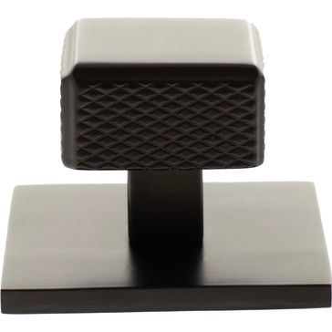 Millhouse Brass Eiffel Knurled Square Cabinet Knob Handle on Backplate