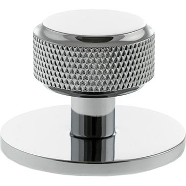 Millhouse Brass Eiffel Knurled Round Cabinet Knob Handle on Backplate