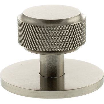 Millhouse Brass Eiffel Knurled Round Cabinet Knob Handle on Backplate