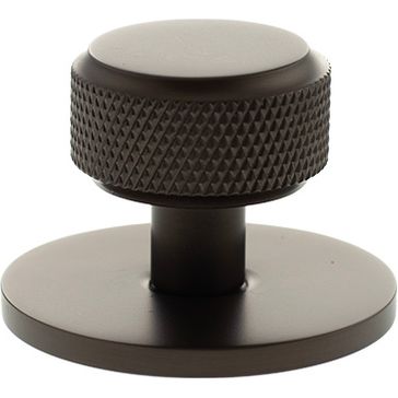 Millhouse Brass Eiffel Knurled Round Cabinet Knob Handle on Backplate