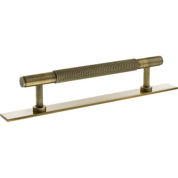 Millhouse Brass Eiffel Knurled T-Bar Cabinet Pull Handle on Backplate