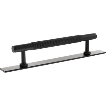 Millhouse Brass Eiffel Knurled T-Bar Cabinet Pull Handle on Backplate