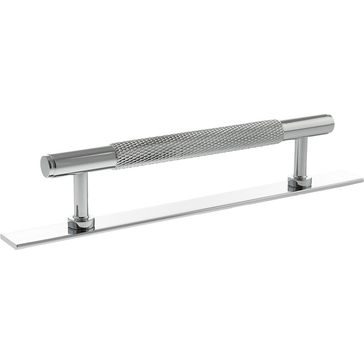 Millhouse Brass Eiffel Knurled T-Bar Cabinet Pull Handle on Backplate