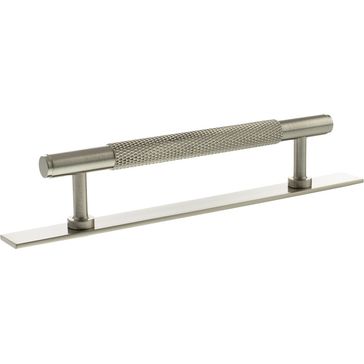 Millhouse Brass Eiffel Knurled T-Bar Cabinet Pull Handle on Backplate
