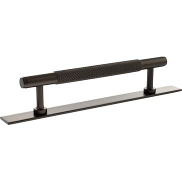 Millhouse Brass Eiffel Knurled T-Bar Cabinet Pull Handle on Backplate