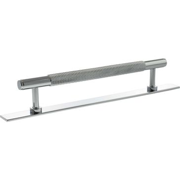 Millhouse Brass Eiffel Knurled T-Bar Cabinet Pull Handle on Backplate