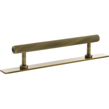 Millhouse Brass Paddington Spiral T-Bar Cabinet Pull Handle on Backplate