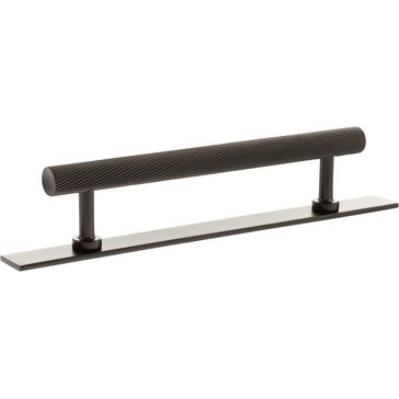 Millhouse Brass Paddington Spiral T-Bar Cabinet Pull Handle on Backplate