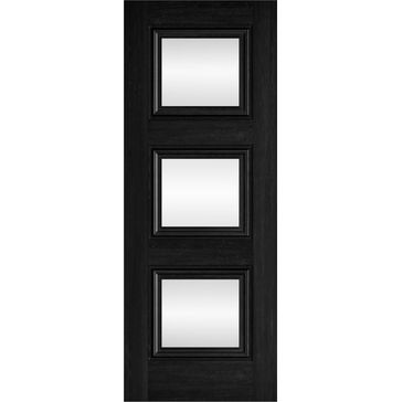 JB Kind Kedleston Black 3 Panel  Glazed Laminate Internal Door