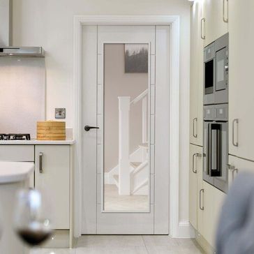 JB Kind Palomino White Primed Clear Glazed Internal Door alternative