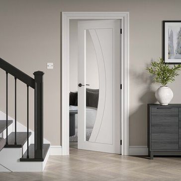 JB Sicily White Primed Clear Glazed Internal Door alternative