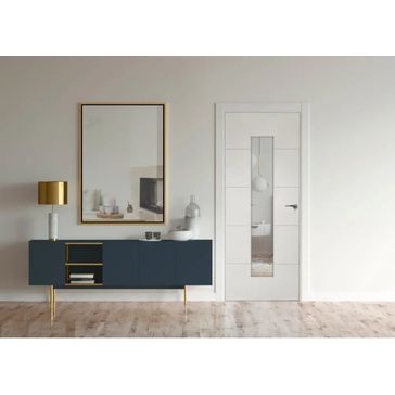 JB Kind 4 Line Moulded White Primed Glazed Internal Door alternative